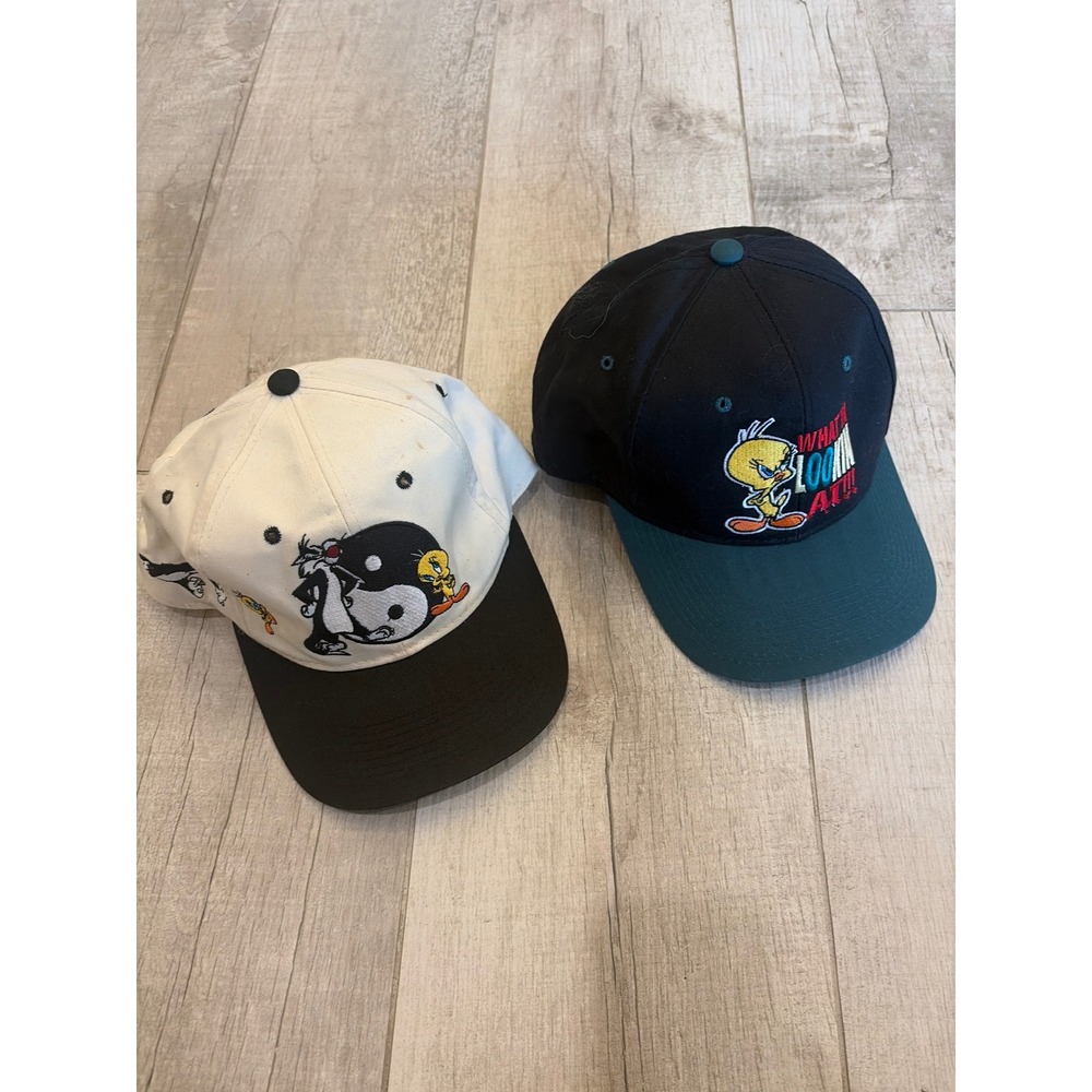 Vintage Looney Tunes Myrtle Beach Snapback Hat Bundle Sylvester Tweety 90s Cap